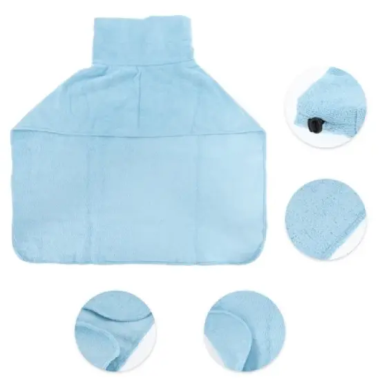 Unique Bargains Drawstring Dog Bathrobe Soft Fast-Drying Dog Towel S Blue image {1}
