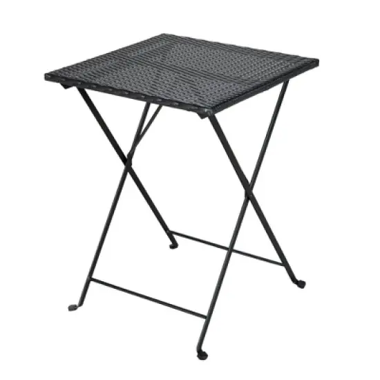 3pc Wicker Folding Outdoor Bistro Set with Cushions - Black/Beige - GODEER image {7}