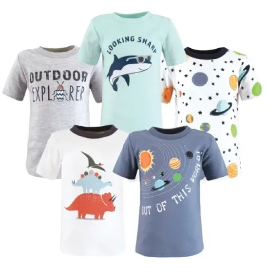 Hudson Baby Infant and Toddler Boy Short Sleeve T-Shirts, Solar System Shark image {11}