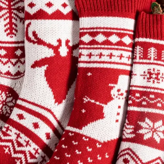 Joyfy 6 Pcs 18" Christmas Stockings, Large Rustic Yarn Xmas Knit Stockings for Christmas Party Holiday Decoration Tree Present Holders image {8}