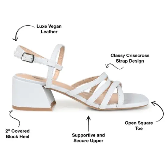 Journee Collection Womens Kempsy Open Square Toe Block Heel Sandals Blue 7.5 image {7}