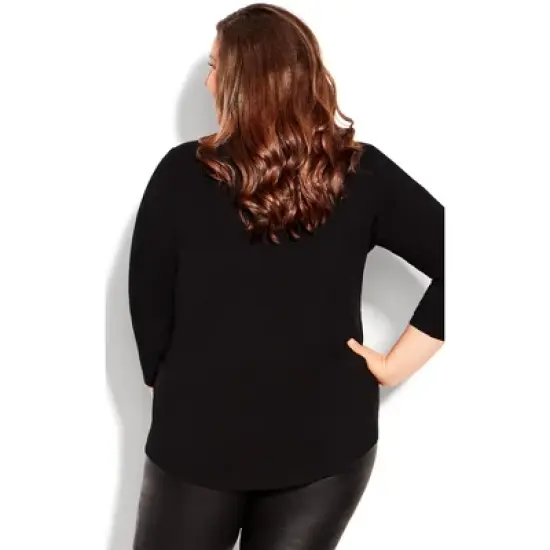 Women's Plus Size Milly Pleat Plain Top - black | AVENUE image {1}