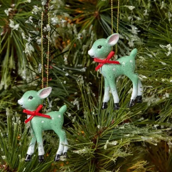 2ct Retro Small Deer Christmas Tree Ornament Set - Wondershop&trade; image {1}