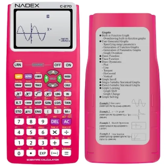 Nadex Coins&trade; C-270 Scientific Calculator with Black and White Graph Functions, Battery Powered image {11}