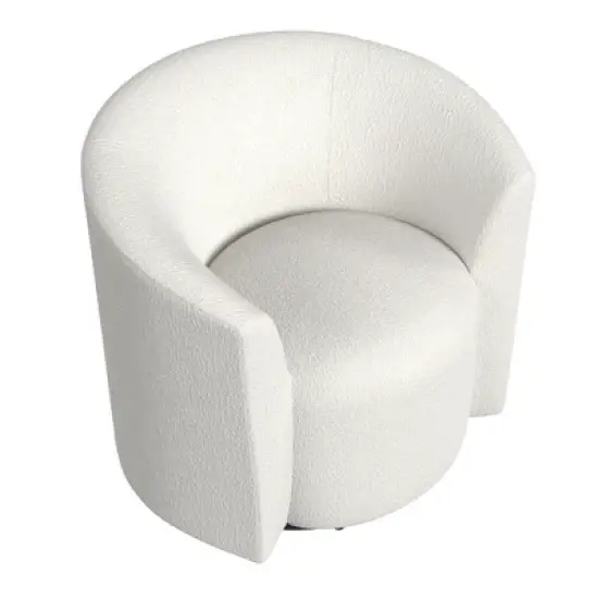 HomePop Upholstered Boucle Barrel Back Swivel Chair Cream: Polyester, Metal Frame, No Assembly Required image {4}