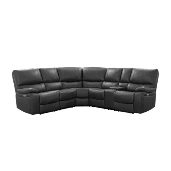 3pc Quinby Leather Power Sectional - Abbyson Living image {6}