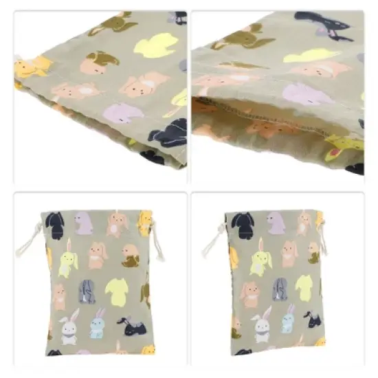 Unique Bargains Women Durable Drawstring Bunny Cosmetic Bag Gray 1 Pc image {2}