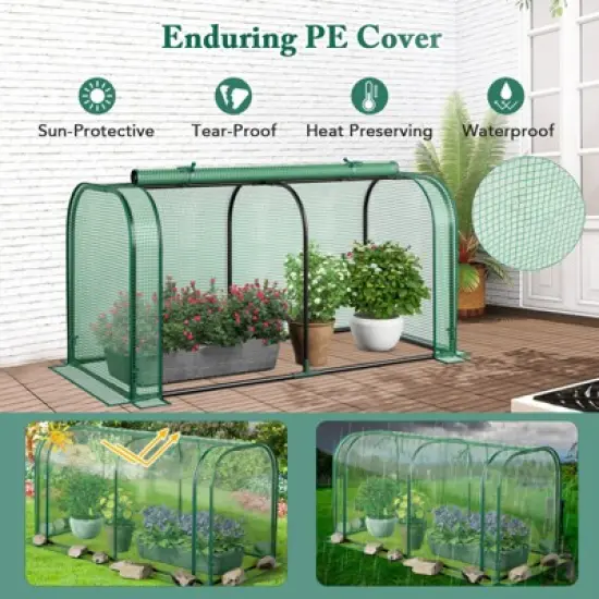 Tangkula Raised Garden Bed with Greenhouse Waterproof Sun-Protective Green Hot House image {3}