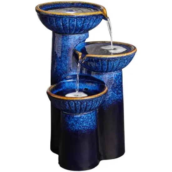 John Timberland Modern Outdoor Floor Water Fountain with Light LED 26 3/4" High Cascading Bowls for Yard Garden Patio Deck image {7}