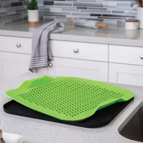 Better Houseware 2-Piece Silicone Drying Mat (Black/Green) image {3}