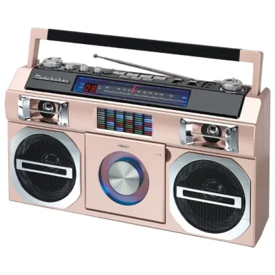 Studebaker SB2145 80's Retro Street Portable Bluetooth Boombox with FM Radio, CD Player, LED EQ and 10 Watts RMS Power image {6}