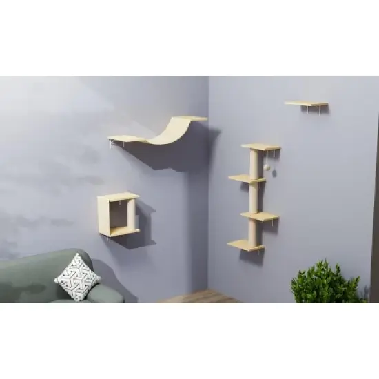 Multipet 4pcs Modern Wall-mounted Climbing Shelf Set image {1}