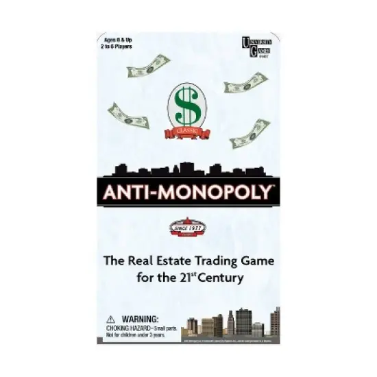 University Games Anti-Monopoly Game Travel Tin Board Game: 2-6 Players, 20-60 Minutes Play, Includes Dice & Cards image {6}