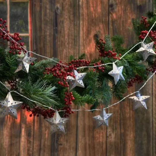 Lumabase Solar-Powered String Lights with 20 Silver Metal Stars image {5}