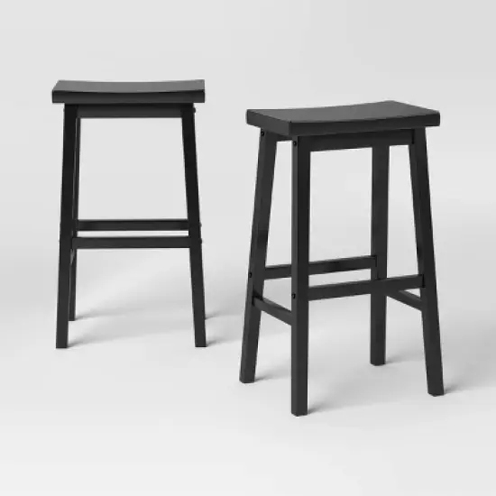 Set of 2 29" Solid Wood Saddle Backless Barstool - Room Essentials&trade; image {6}