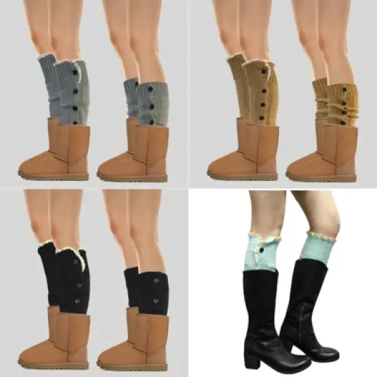 Wrapables Knee High Button Lace Leg Warmers for Boots image {4}