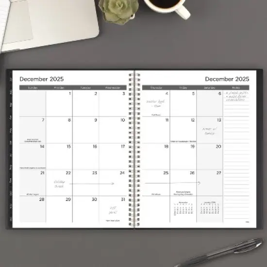 Mead 2024-25 Weekly/Monthly Planner 11"x9.625" Black: Academic Calendar, Twin-Wire Binding, Acid-Free Paper, Tabs image {3}