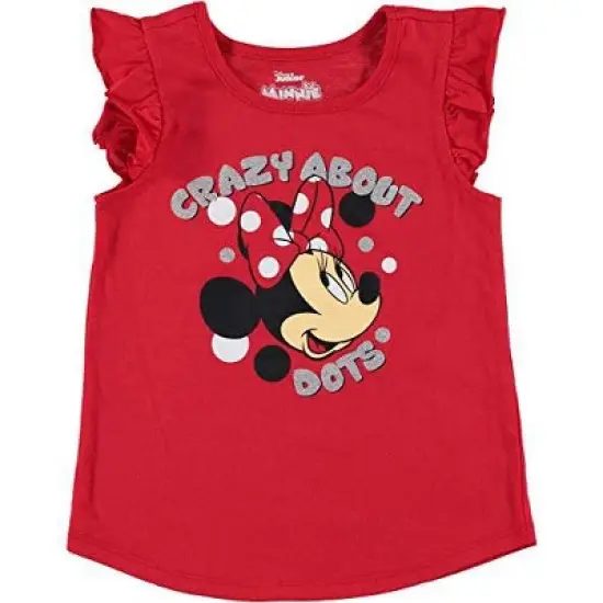 Disney Girl's Minnie Mouse 3 Piece Coordinates, Ruffled Short Sleeve Shirts and Legging Pants Set for toddler image {2}