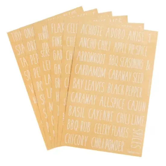 Talented Kitchen 145 Preprinted Spice Jar Labels with Seasoning Stickers, Numbers, White All Caps Letters on Clear Water Resistant Vinyl image {6}