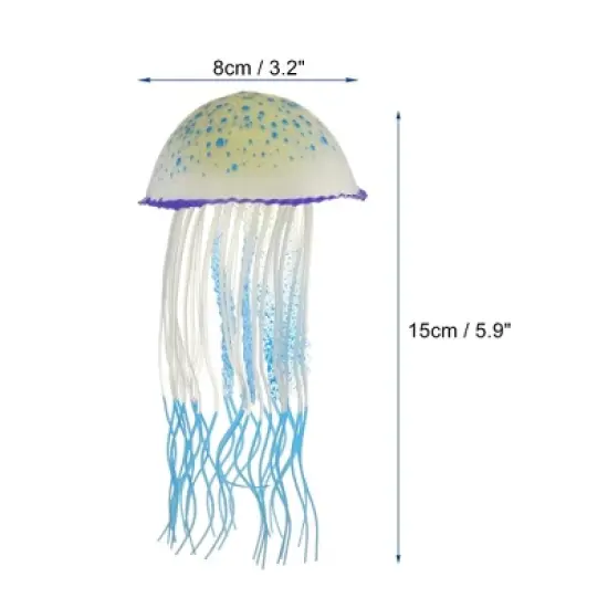 Unique Bargains Silicone Fish Tank Jellyfish Decoration with Suction Cup 3.2"x5.9" image {3}