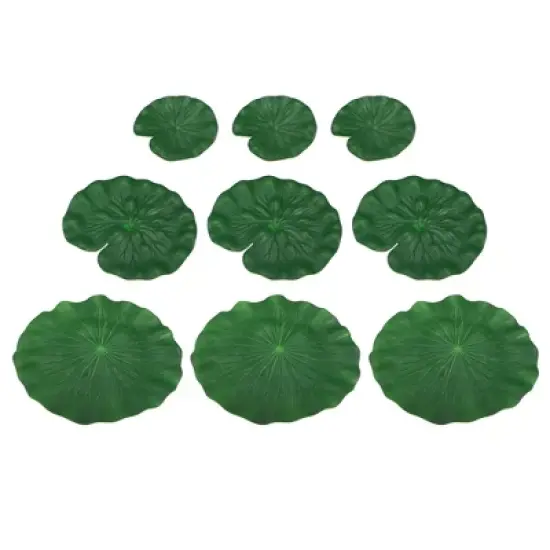 Unique Bargains Artificial Lotus Leaves for Garden Ponds Pool Decoration Green 3.9&rdquo; 9pcs image {6}