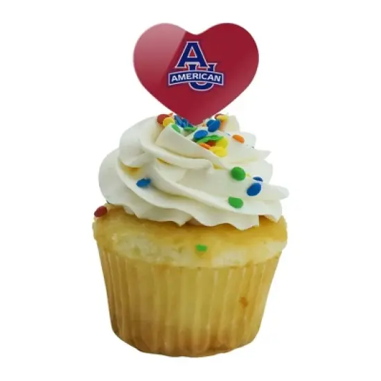 American University Primary Logo Heart Love Cupcake Picks Toppers Decoration Set of 6 image {4}