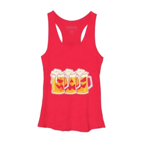 Women's Design By Humans Halloween Jack O Lantern Beer Drinking By RedBirdLS Racerback Tank Top image {3}