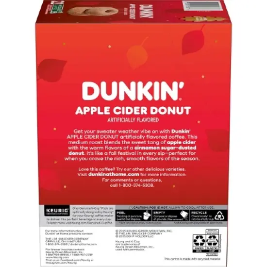 Dunkin' Donuts Apple Cider Donut Flavored Medium Roast Keurig K-Cup Coffee Pods - 22ct image {1}