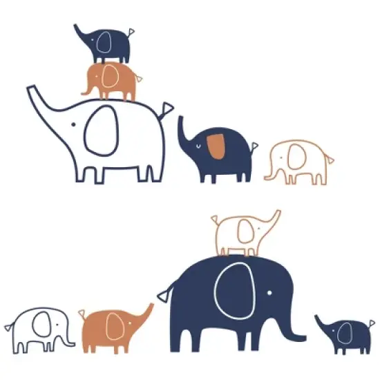 Lambs & Ivy Playful Elephant Blue/White/Caramel Nursery Wall Decals/Stickers image {4}