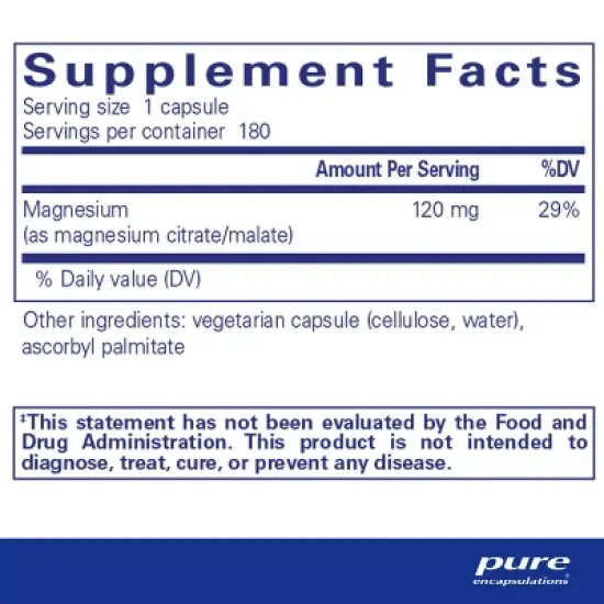 Pure Encapsulations Magnesium (Citrate/Malate) - Magnesium Supplement to Support Nutrient Utilization, Energy, Bones & Heart Health* image {1}