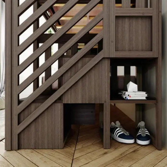 Max & Lily Twin over Twin Staircase Bunk Bed with Storage Drawers image {3}