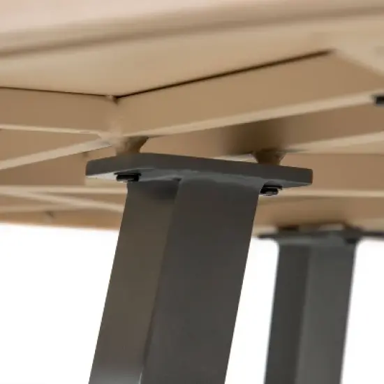 Greemotion 5pc Lyon 3-in-1 Outdoor Convertible Patio Dining Set with Cushioned Chairs Brown: Aluminized, UV-Resistant, 4-Seater image {9}