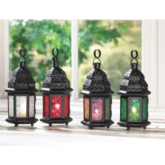 Iron/Glass Moroccan Style Outdoor Lantern - Zingz & Thingz image {6}