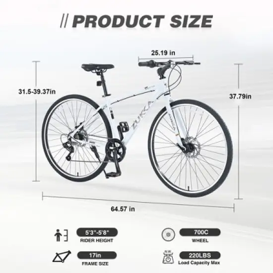 Gulches 700C White Hybrid Bicycles with 7-Speed System and Dual Disc Brakes - Unisex City Road Bike image {5}