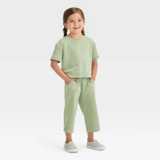 Toddler Girls' Crop Pants Set - Cat & Jack&trade; Olive Green image {3}