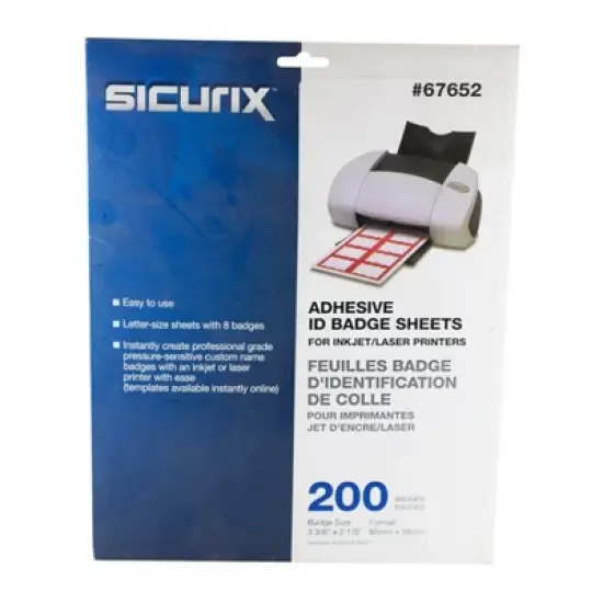 SICURIX Adhesive Badges, Red Border, Pack of 200 image {3}
