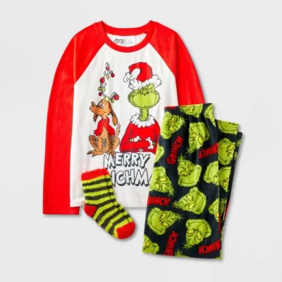 Boys' The Grinch 'Merry Grinchmas' 2pc Pajama Set with Socks - Black image {4}