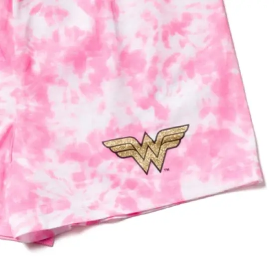 DC Comics Justice League Wonder Woman Girls Pajama Shirt and Shorts Little Kid to Big Kid  image {6}