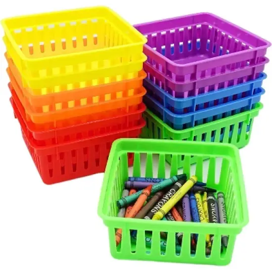 Square Classroom Baskets for Classroom Storage - 12 pcs - Crayon Organizer, Small Bins, 
Plastic Crayon Box, Crayon Storage, Pencil Tray image {7}