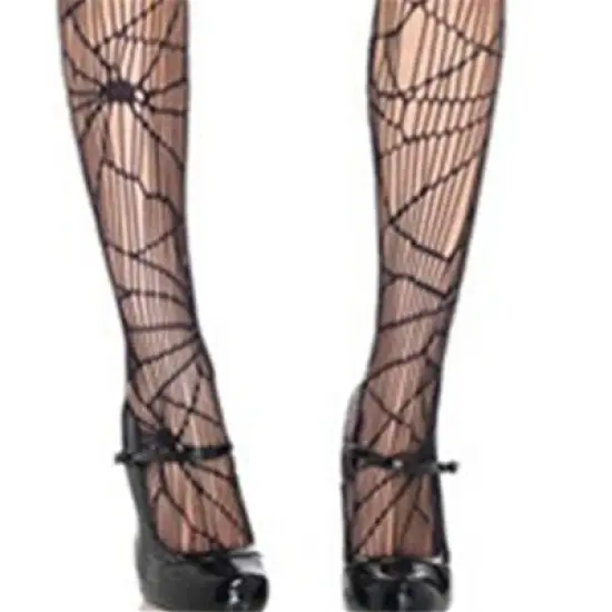 Clotth Womens Spooky Halloween Novelty Tights - Fishnet Goth Pantyhose, Spider Web High Waist Thigh Pantyhose, Halloween Costume - One Size Fits Most image {5}