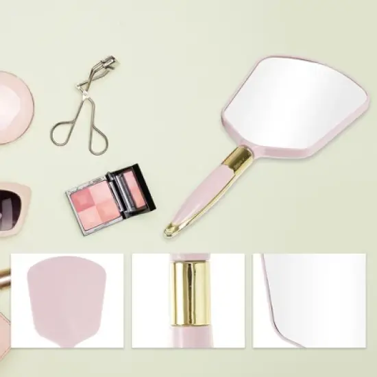 Unique Bargains Women's Hand Mirror with Handle Square 4.3" W x 9.5" L 1 Pc image {2}