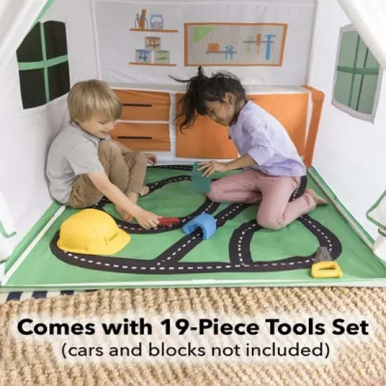 HearthSong 50-Inch Pretend-Play Fabric Garage and Tool Workshop with 19-Piece Pretend-Play Tool Set image {3}