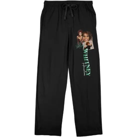 Whitney Houston Men's Black Sleep Pajama Pants image {5}