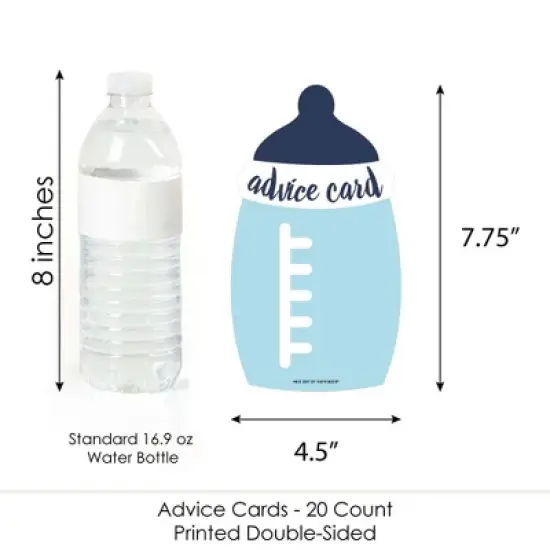 Big Dot of Happiness Baby Boy - Blue Bottle Baby Shower Advice Cards - Set of 20 image {3}
