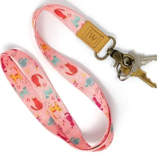Wrapables Lanyard Keychain and ID Badge Holder, Pink Kitty image {3}