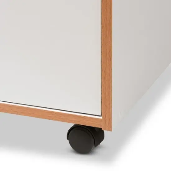 Edonia Modern and Contemporary Beech and Finish Kitchen Cabinet White/Brown - Baxton Studio image {8}