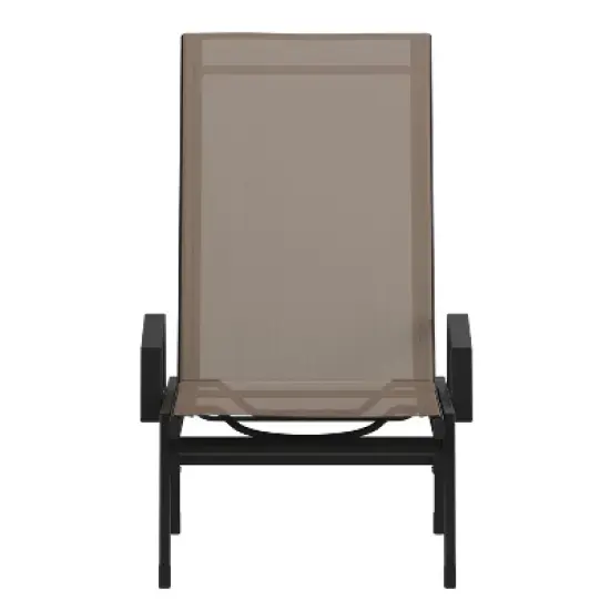 Emma and Oliver Textilene Adjustable 5 Position Patio Chaise Lounge with Armrests and Metal Frame image {10}