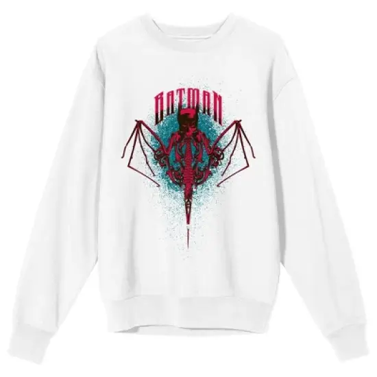 Batman Bat Mask And Bat Wings Men's White Graphic Sweatshirt image {4}