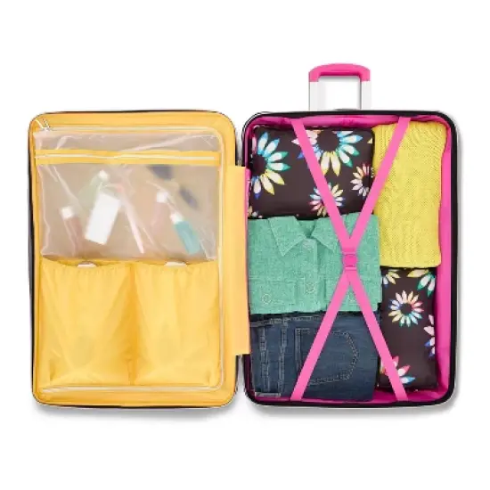 Sarah Jessica Parker Hardside Expandable Large Checked Spinner Suitcase - Black Shoe Wheel image {5}