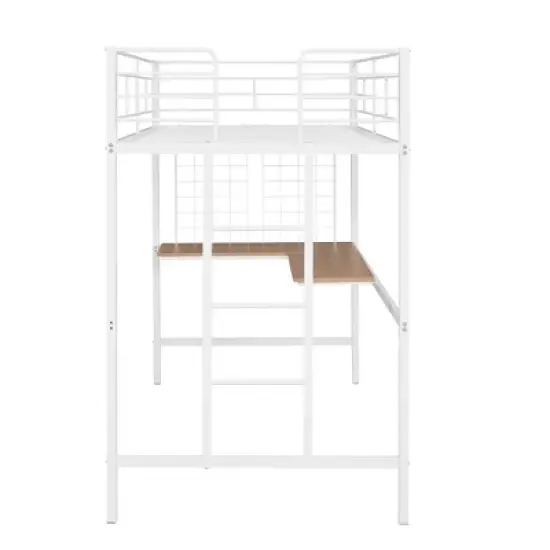 Twin Metal Loft Bed with Desk and Metal Grid - ModernLuxe image {8}